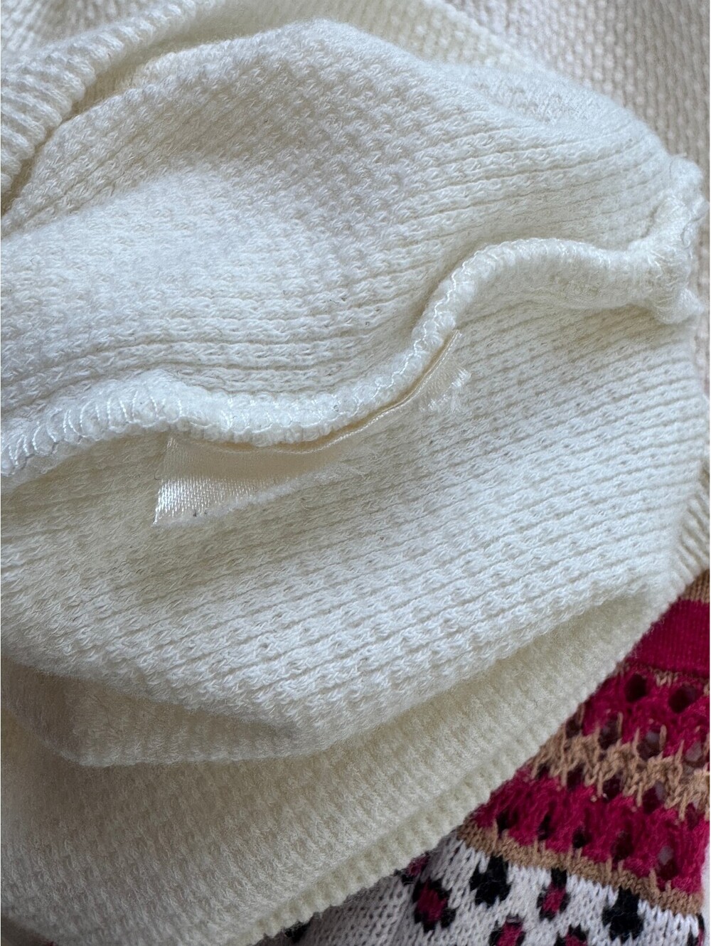 We The Free Our Song Henley Women’s S Crochet Fair Isle Thermal Top Ivory Boho - Picture 6 of 7